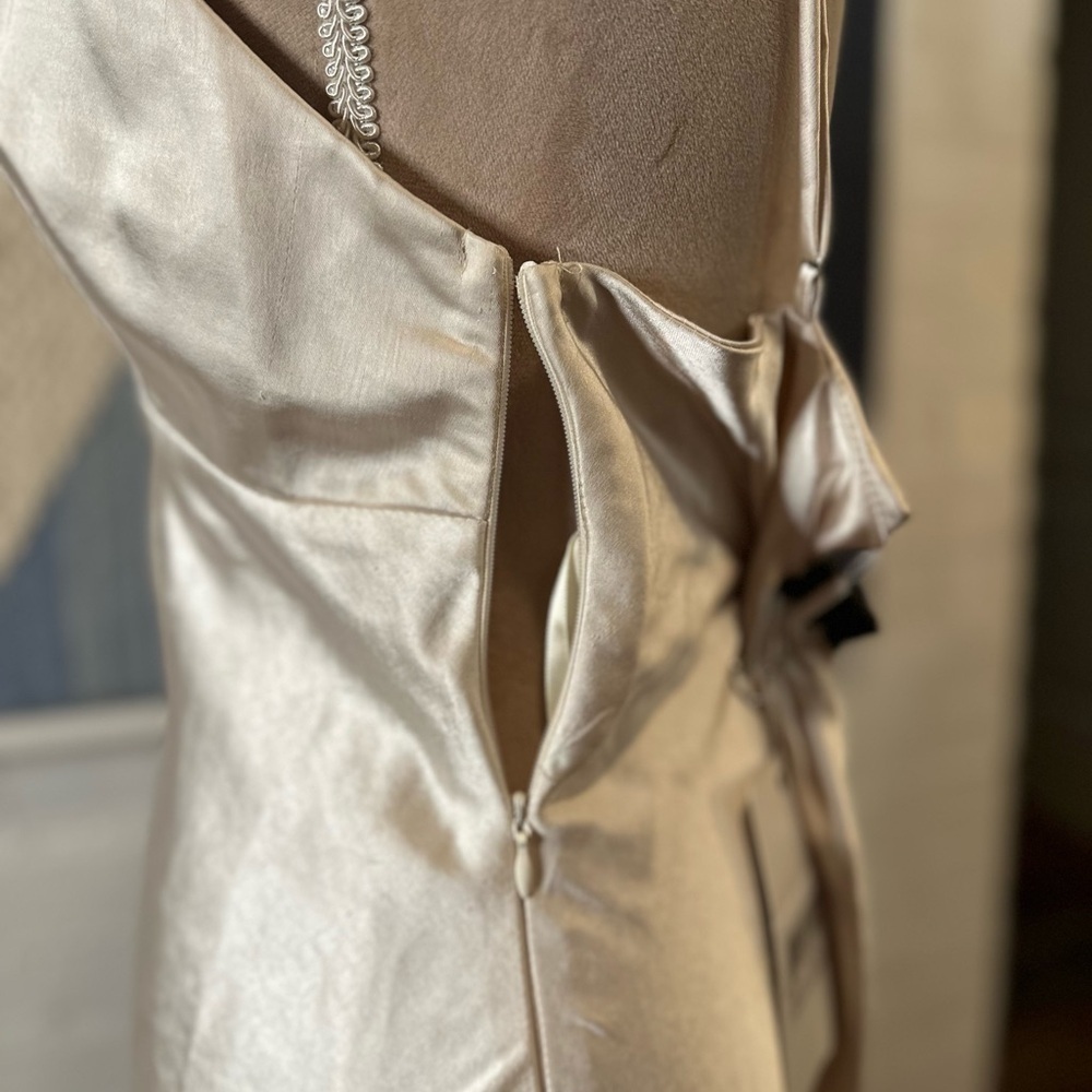 NWT Saints and Secrets Champagne Satin Finish Maxi Dress - Picture 7 of 10